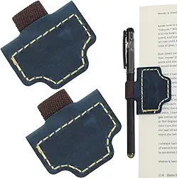 Marcador de livro Bygone Mark com suporte de caneta, suporte de caneta de couro magnético personalizado azul, marcadores magnéticos personalizados para ler mulheres amantes de livros, presentes para
