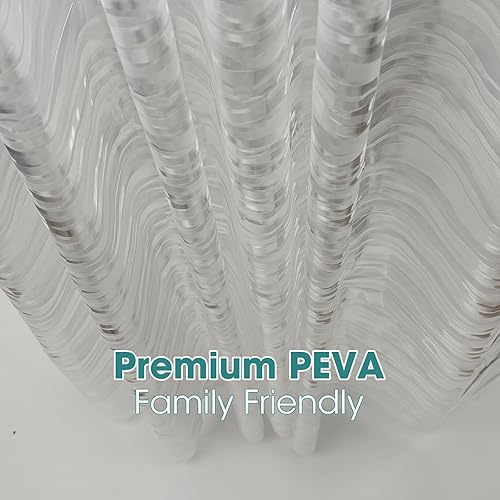 Miniatura 3 de Forro de cortina de ducha de plástico transparente, PEVA, impermeable, ligero, con diseño a rayas, tamaño estándar, 70 x 72 pulgadas, para baño