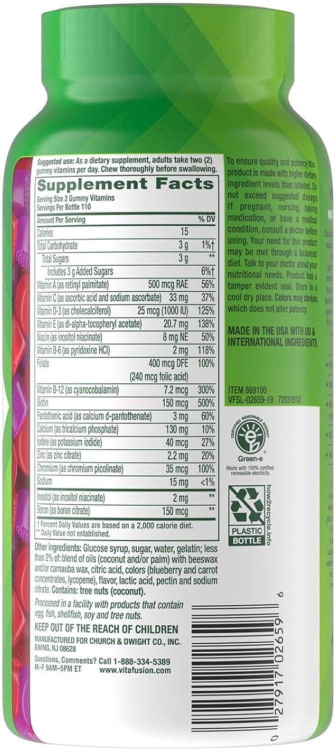 Vital_Fusion Women's Multivitamins Gummy Vitamins, 220 ct. | Essential Nutrients | Energy Metabolism, Bone & Immune Health Support | Berry Flavors | by R&C Store