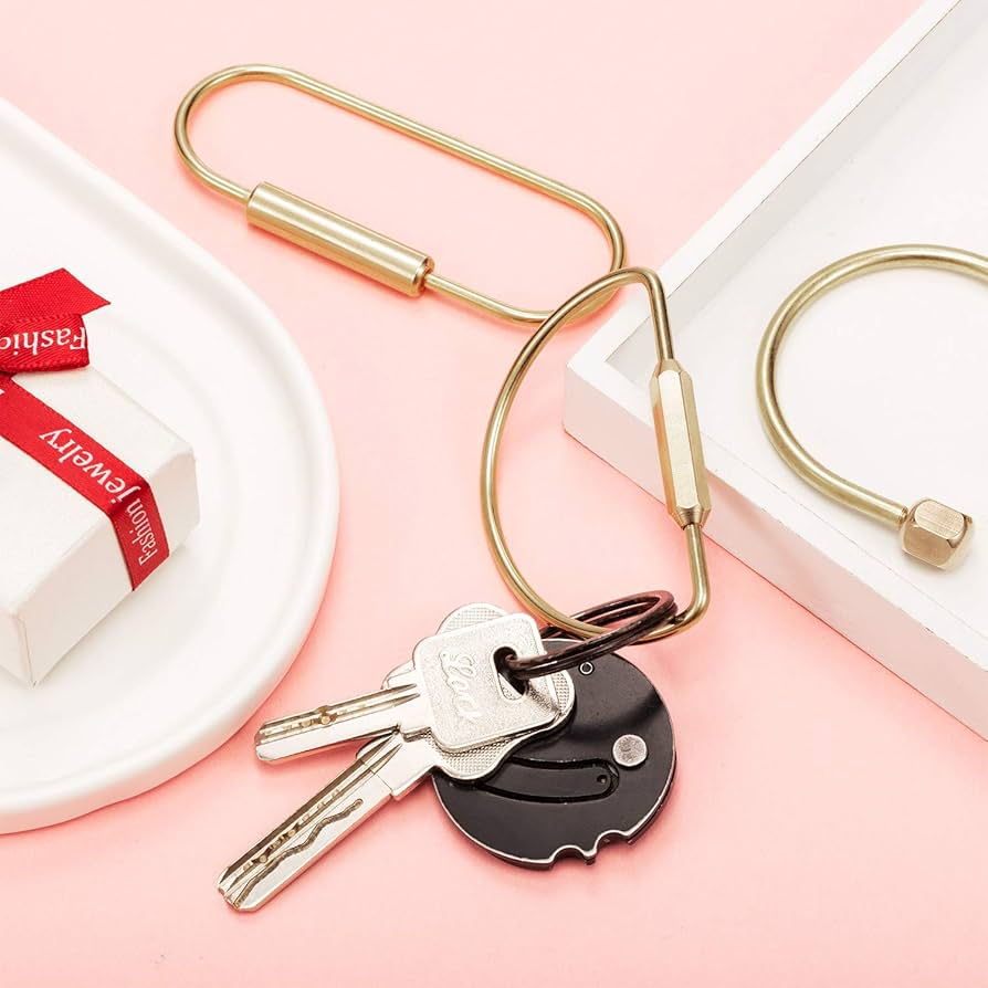 5 Pieces Brass Screw Lock Keychain Simple Brass Key Chain Ellipse