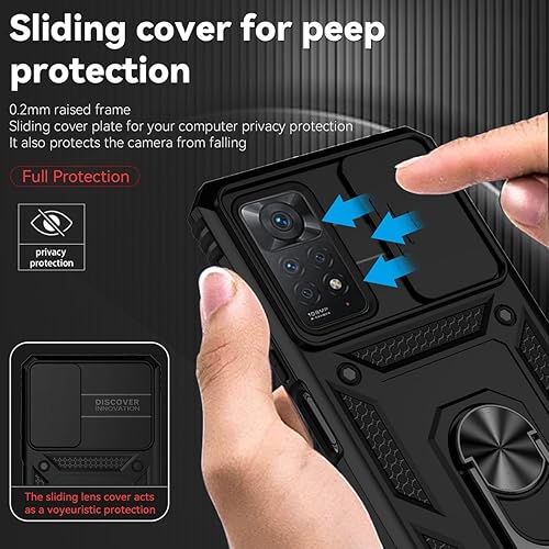 Miniatura 2 de Yodueiv Funda para Redmi Note 11 Pro 4G5GRedmi Note 11E Pro con protector de pantalla de vidrio templado y cubierta de cámara deslizante, anillo