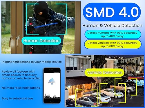 Miniatura 4 de Montavue Cámara de seguridad inteligente 4K con disuasión activa (luzsirena), visión nocturna a todo color (iluminación dual inteligente), audio