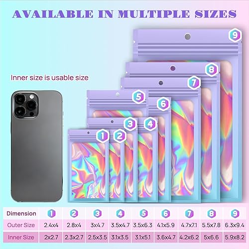 Miniatura 6 de 100 bolsas de Mylar resellables, bolsas a prueba de olores con ventana transparente para almacenamiento de alimentos, embalaje de recuerdos de