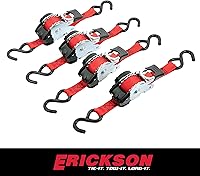 Vista 2 de Erickson 04418 Pro Series Roja Correa de Amarre Retráctil con Trinquete de 1" x 10', (Bolsa de Almacenamiento de 4, Capacidad de Carga de 1200 lb)