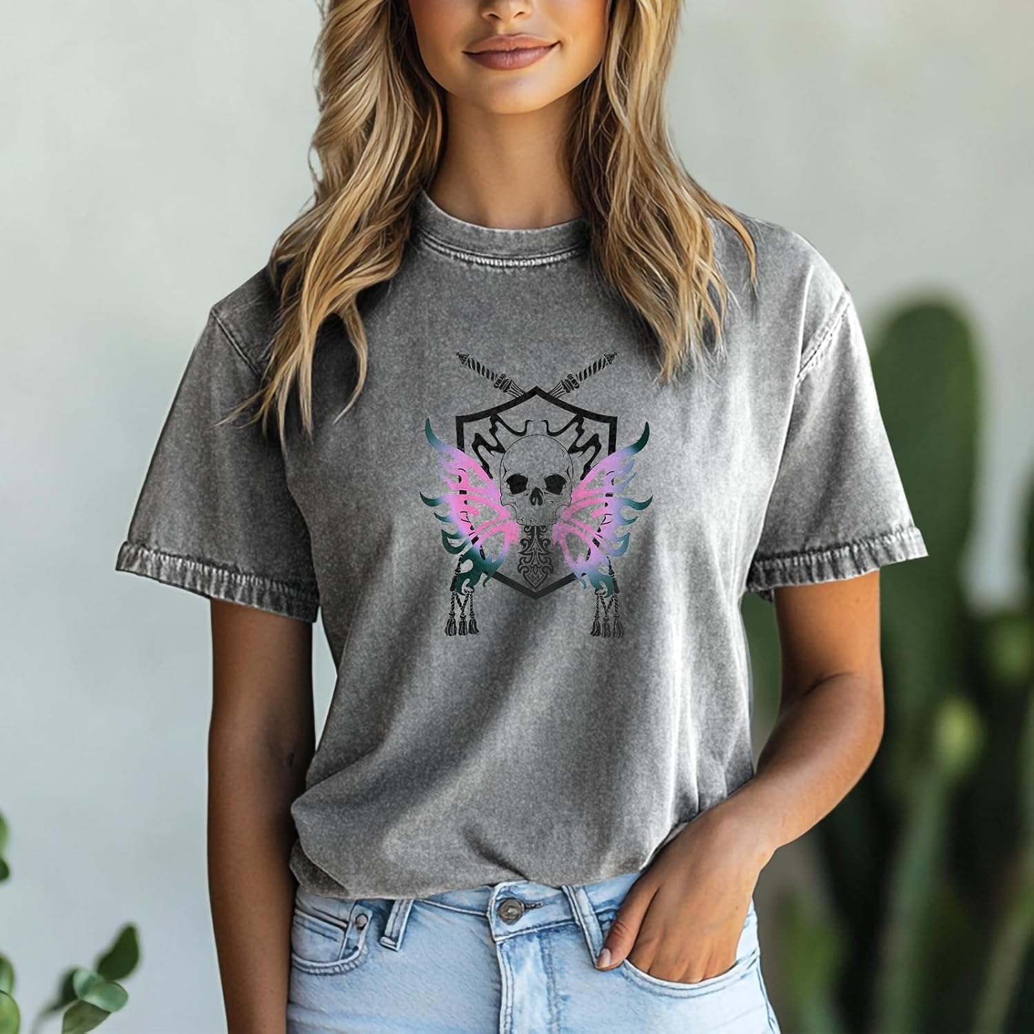 Summer T-Shirts for Women Casual Graphic Tees Short Sleeve Crewneck Tops Loose Fit Cotton Plus Size Outfits - Image 2