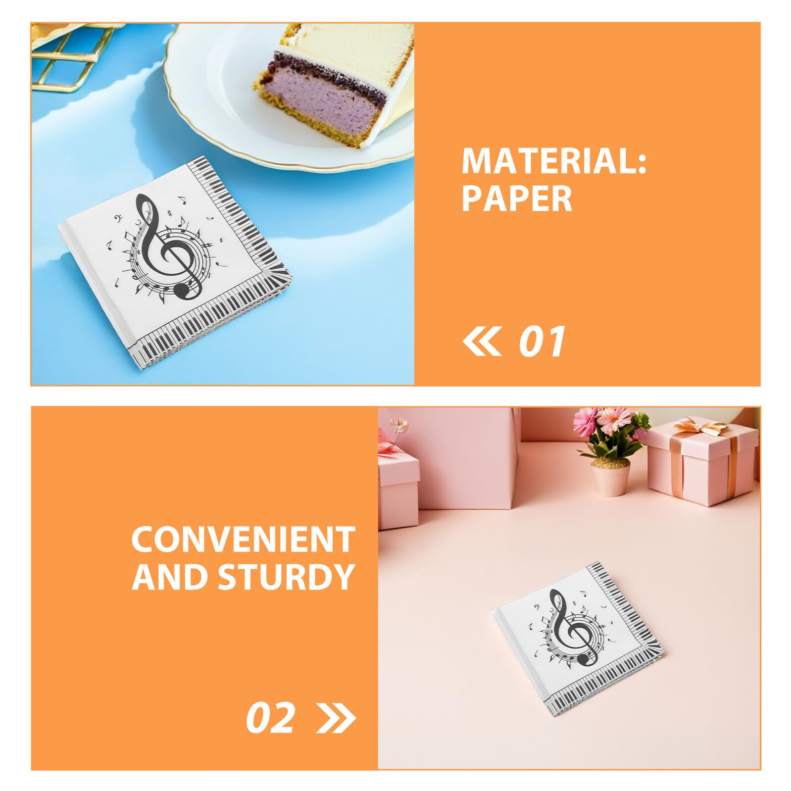100 Einwegservietten mit Musiknoten Motiv aus Papier für Musikthemenpartys und Hochzeiten Kreative Cocktail Servietten zur Tischdekoration