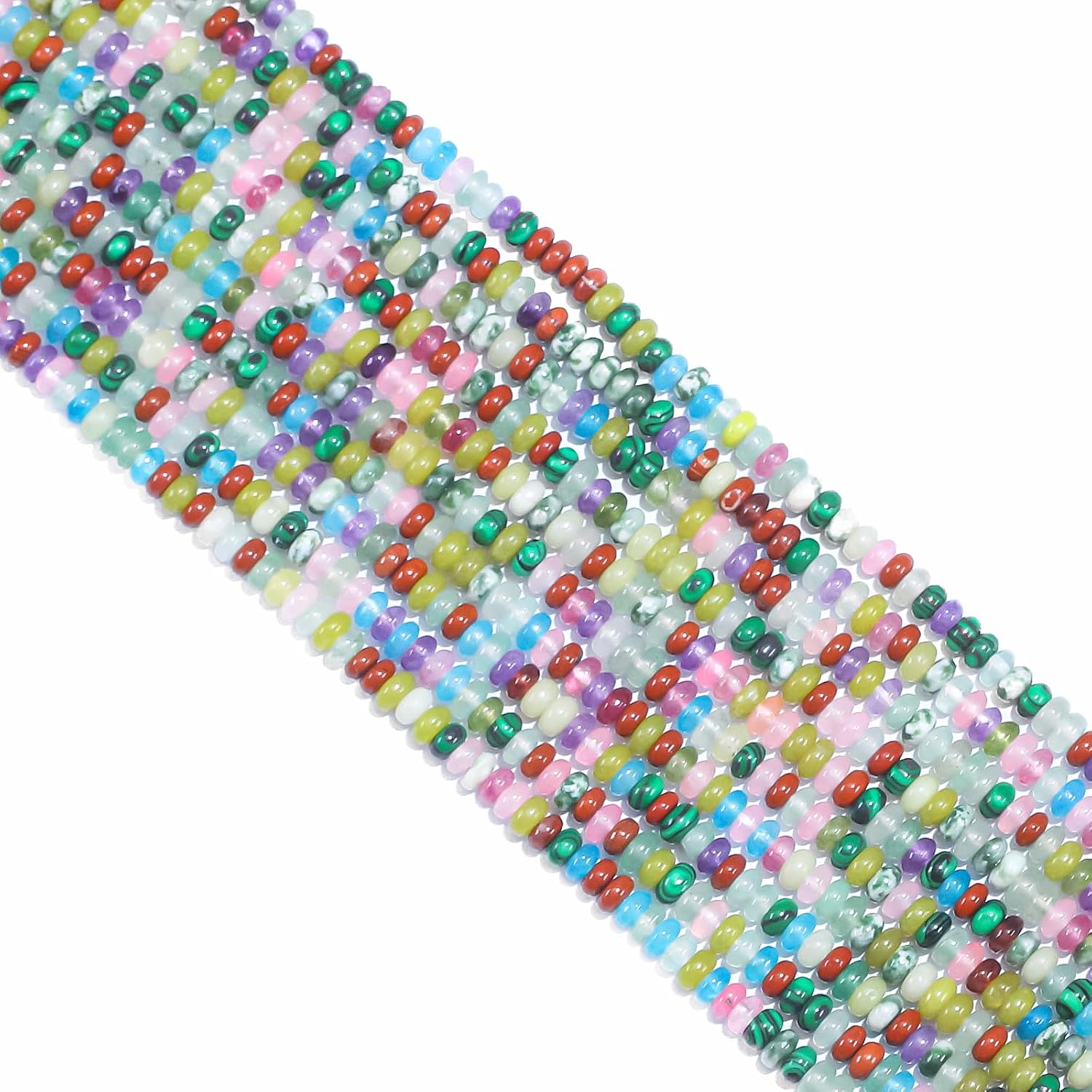 2x4mm Mulitcolor Natural Rondelle Beads,Abacus Disk Stone Spacer Loose Semi Precious Gemstone Beads for Bracelet Necklace Jewelry Making