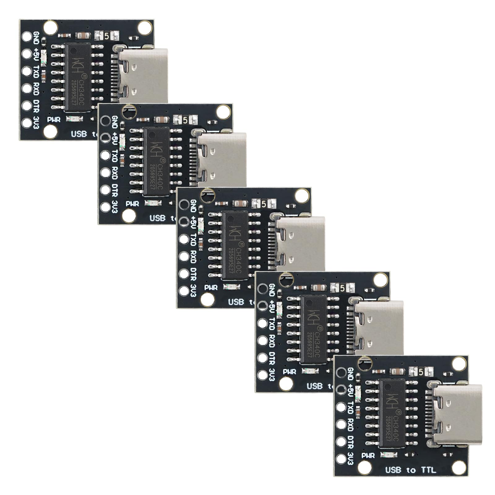 MusRock 5pcs CH340C USB to TTL Converter for Arduino PRO MINI Type-C Black