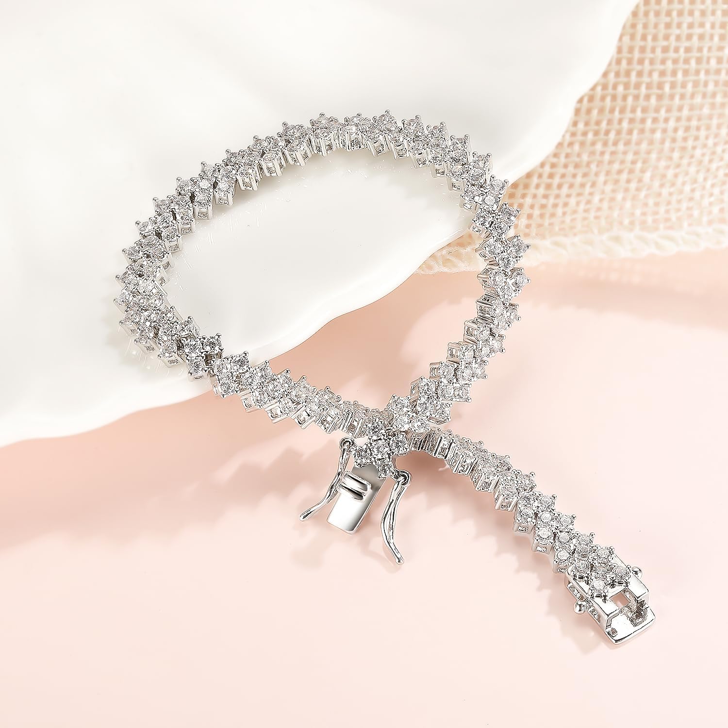 Gemsme Tennis Bracelet for Women 18K White Gold Plated Hypoallergenic 5A+ Cubic Zirconia Bracelets Wedding Party Prom 6.0/6.5/7.0/7.5/8.0 Inch