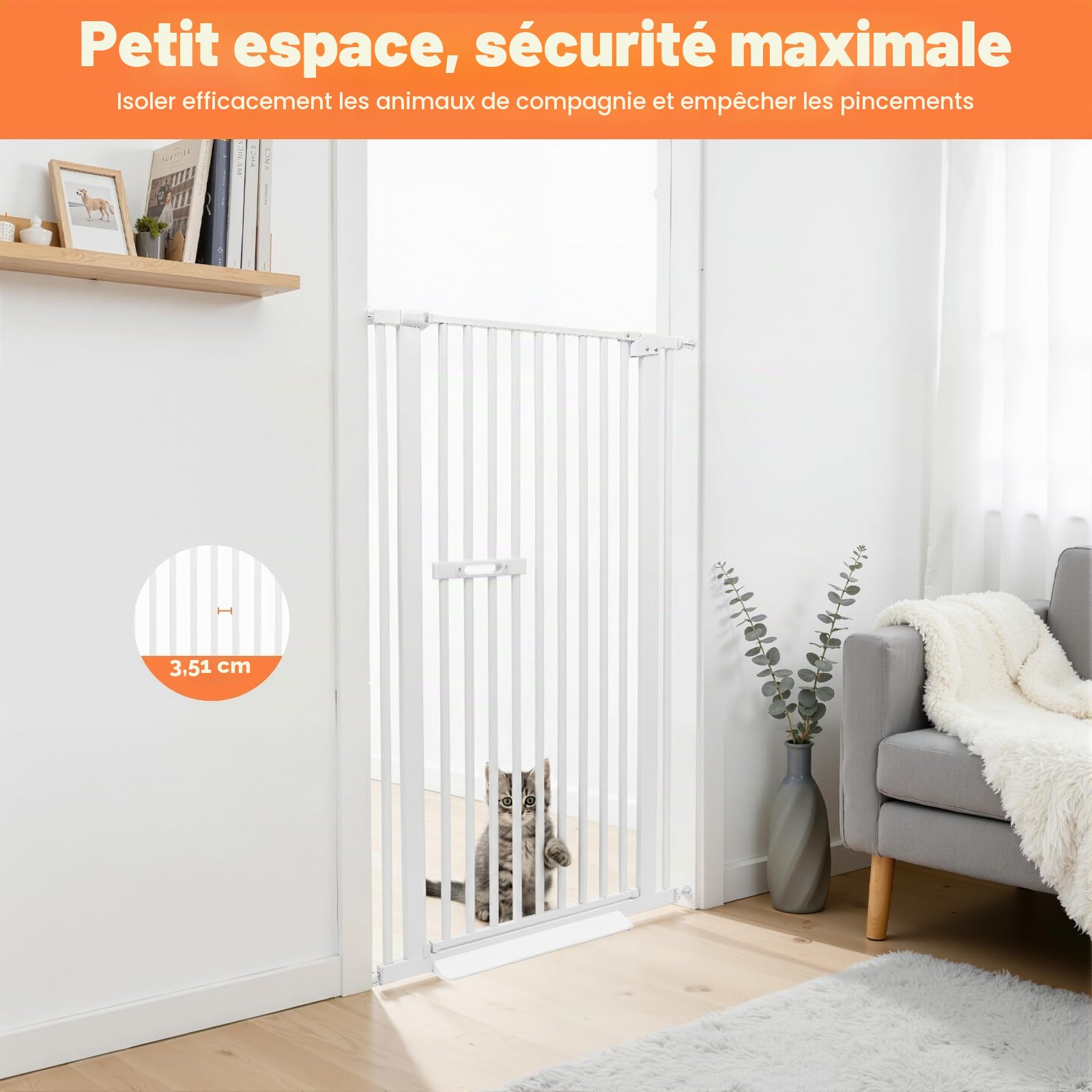Porte de sécurité temporaire extensible, barrière de protection pour animaux de compagnie, porte pour chats, porte de protection pour animaux de compagnie, porte de protection pour animaux de