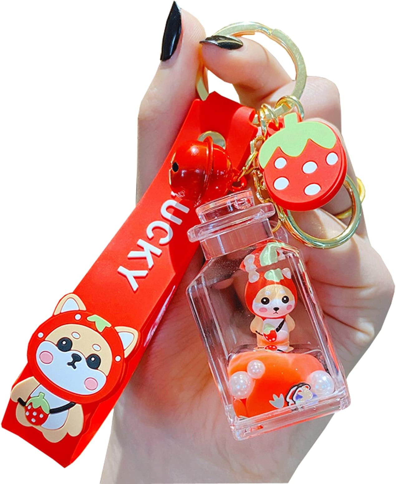 TOU-BEGUINTOU-BEGUIN Cartoon Shiba Inu Milk Cup Decoration, Liquid Quicksand Handbag Acrylic Accessories