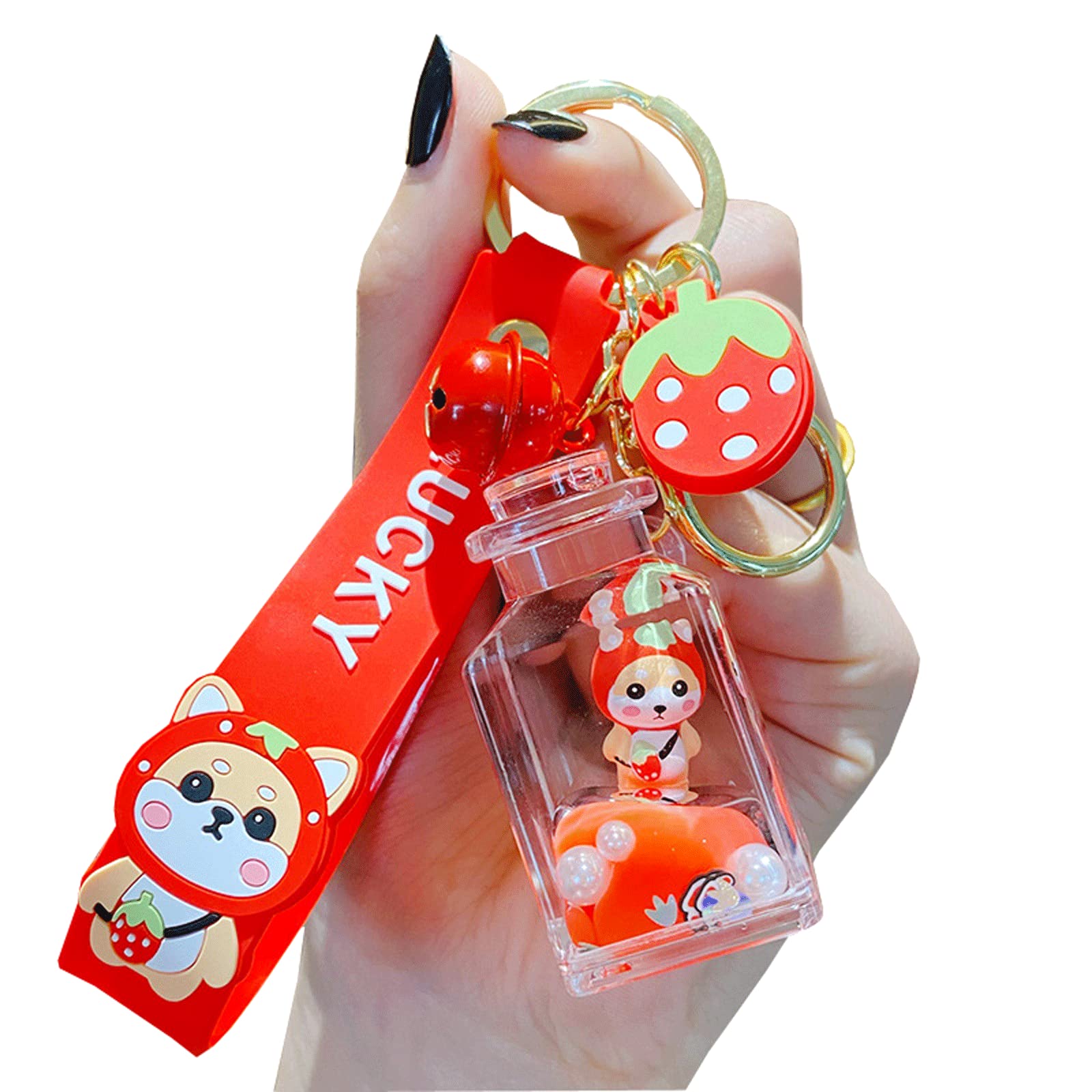 TOU-BEGUINTOU-BEGUIN Cartoon Shiba Inu Milk Cup Decoration, Liquid Quicksand Handbag Acrylic Accessories