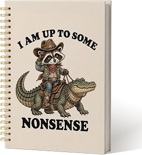 Funny Raccoon Cowboy Spiral Notebook Journal Gifts for Men Women Teen | Funny Humor Western Animal Journal Notebook for Home School Office Coworker Notes, Daily Writing, 5.8x8.3 inch
