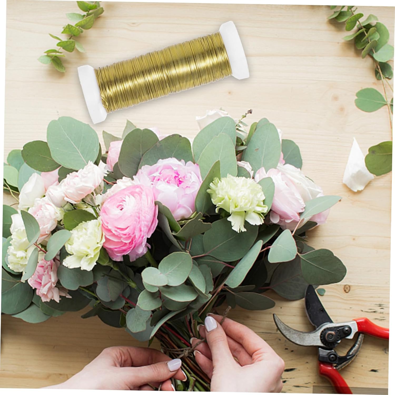 2rolls Multi-Function Floral Stem Wire for Flower Arrangements Iron Wires for Crafting Bouquets and Decorations
