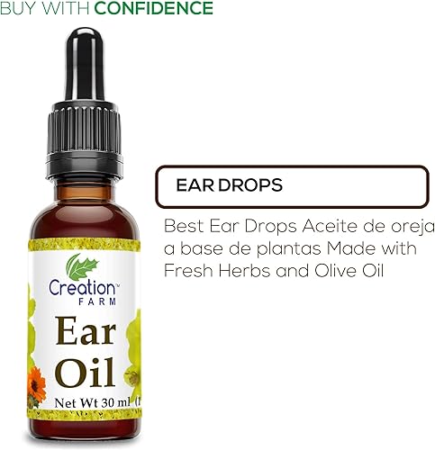 Miniatura 6 de Creation Farm Gotas de aceite para los oídos con gordolobo, caléndula, hierba de San Juan, alivio herbario natural para eliminación de cerumen,
