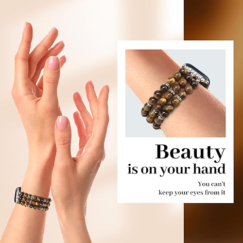 Miniatura 4 de JR.DM Natural Stone Beaded-Bands Women Compatible with Apple Watch Series 11 10 9 8 7 6 5 4 SE 3 2 1 Fashion Stretch Handmade Bracelet Fancy Boho