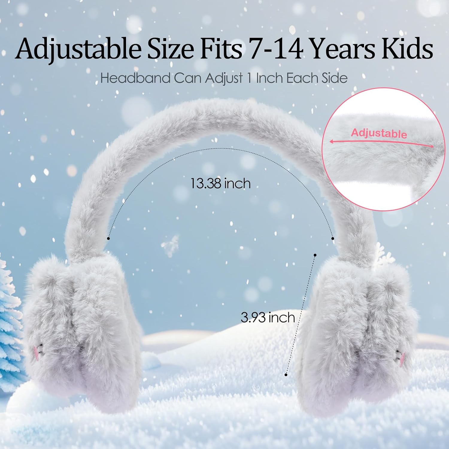 Kids Cat Dog Earmuffs and Gloves Set Plush Animal Ear Muffs for Boys Girls Winter Ear Warmer Cover 7-14 Years