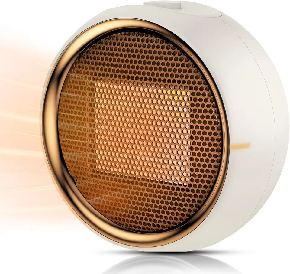 ASNUG Aquecedor de ambiente, aquecedores elétricos portáteis de cerâmica PTC para uso interno, aquecimento eficiente 2S, proteção contra derrubada e superaquecimento, mini aquecedor de mesa pequeno e