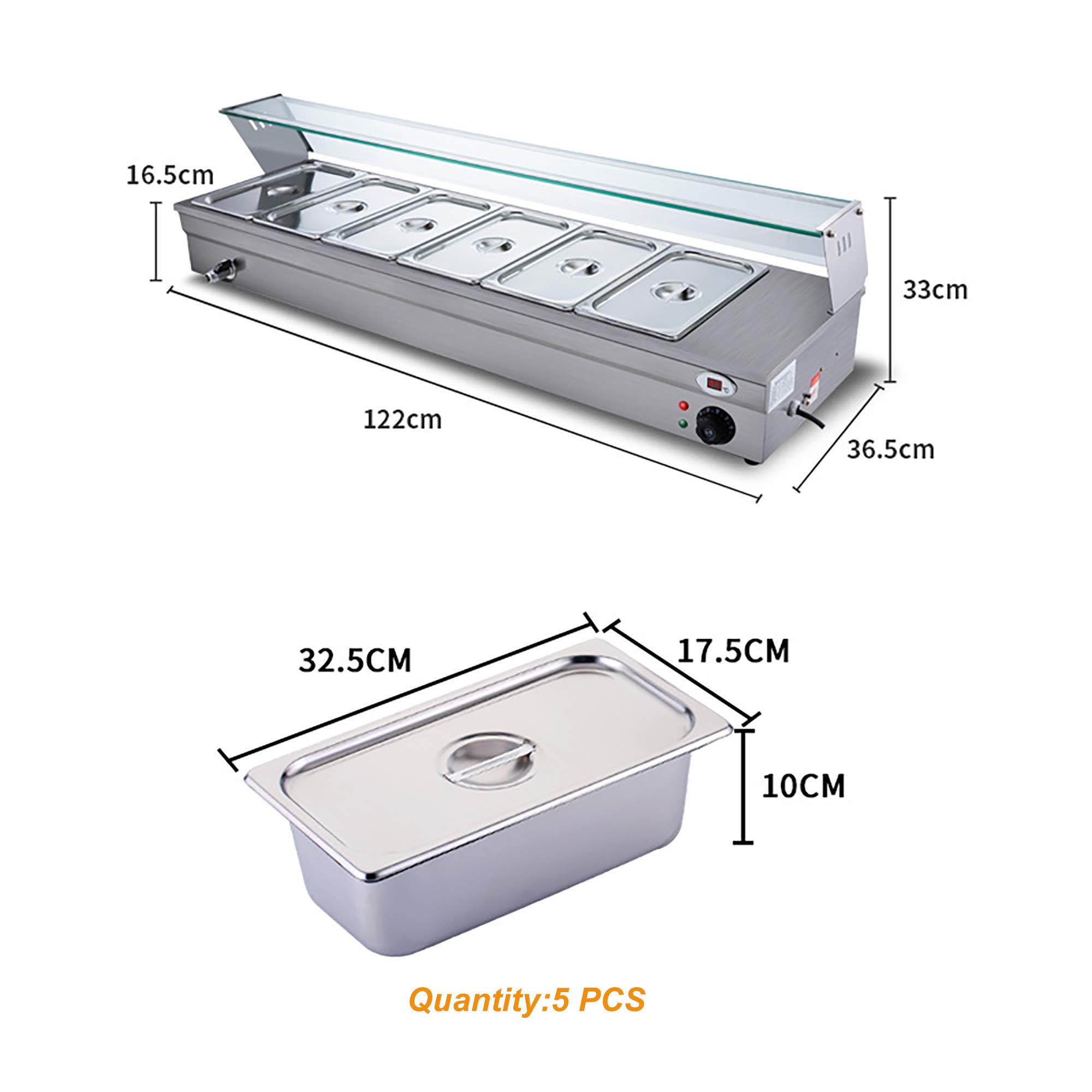 Scaldavivande commerciale, scaldavivande elettrico da banco da 2000 W, tavolo per vapore in acciaio inox, macchina automatica per la conservazione del calore delle zuppe, macchina scaldavivande multi