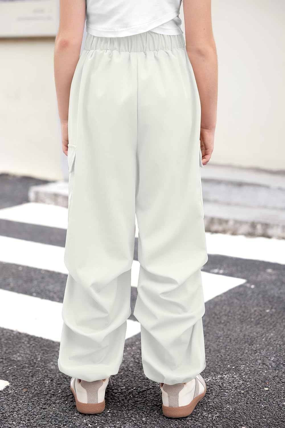 Girls Summer Y2K Baggy Cargo Pants Hip Hop Streetwear Wide Leg Parachute Trousers with Pockets 5-14 Years