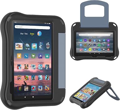 Amazon Kindle Fire HD 7 Tablet Case for Kids2022 Release,12th Generation,Light Weight Shock Proof Friendly,Foldable Stand at Any Angle,Portable Handle Kid-Proof Case Black