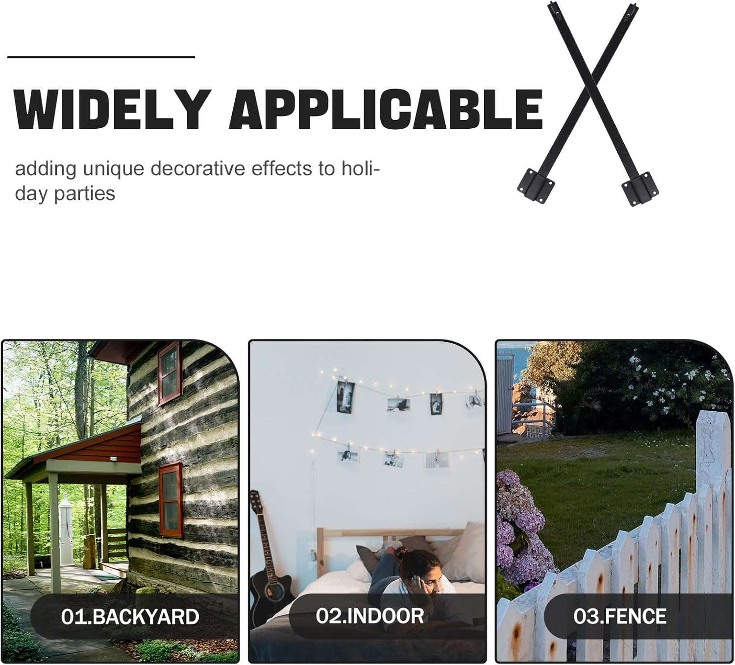 VICASKY Outdoor String Light Poles for Hanging Lights 4pcs Metal Patio Lamp Posts with Flange Base for Backyard Deck Fence Outdoor Party and Garden Lighting