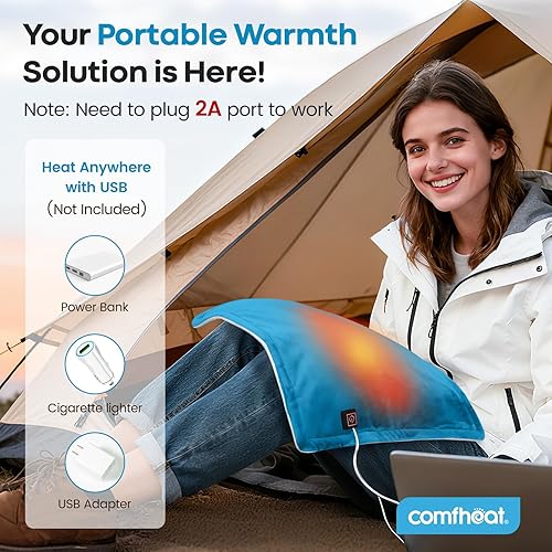 Miniatura 2 de Almohadilla térmica USB, almohadillas de viaje calentadas de 5 V, 3 ajustes de calor y apagado automático, terapia caliente para aliviar el dolor y