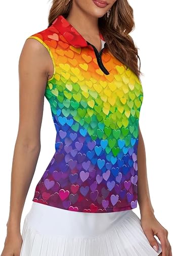 Womens Sleeveless Golf Shirts Moisture Wicking Tennis Shirt Quick Dry 1/4 Zip Sports Tank Top Collared Slim XS-XXL
