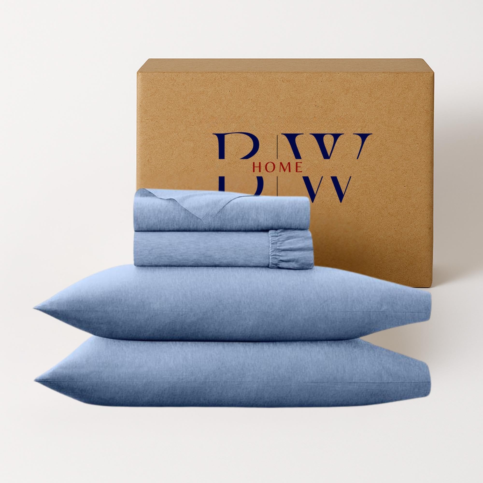 Briarwood Home® Heather Knit Jersey Sheet Set – 100% Organic Cotton, Deep Pockets, Non-Pilling, Cooling, Breathable, Super Soft & Stretchy T-Shirt Comfort (Aquarius Blue, King)