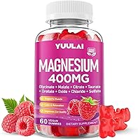 Vista 1 de Gomitas complejas de magnesio de 400 mg, glicinato de magnesio, malato, citrato, taurato, óxido y más con extracto de ashwagandha, D3 y B12