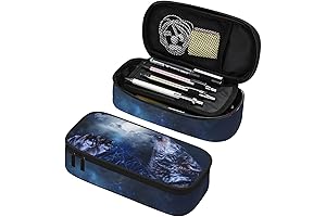 Wolf School Supplies | Large Capacity Pen Bag with Zipper Multifunction Bag for Boys