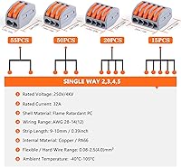 Vista 8 de Delgada Kit de tuercas de conector de cable de palanca, 188 piezas, terminales reutilizables de 2/3/4/5 puertos para cables sólidos y flexibles