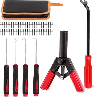 Glarks 46Pcs Plastic Poly Rivet Gun Set with 40Pcs Assorted Poly Rivets, Fastener Removal Tool Universal Pick and Hook Set... Price In India