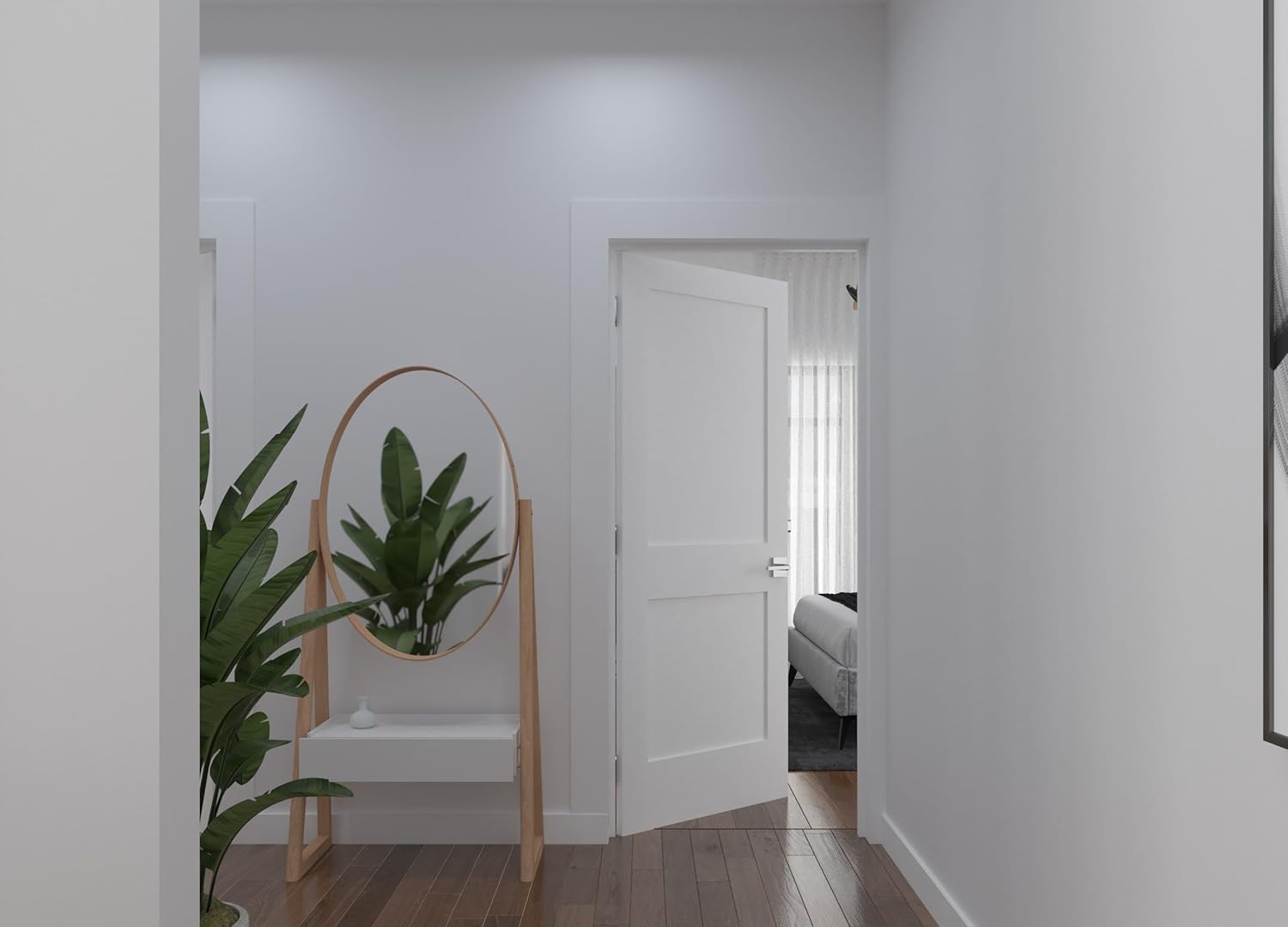 32 in. x 80 in. Right-Handed Solid Core Prehung Interior Door White Primed Smooth Texture Double Panel with Black Hinges
