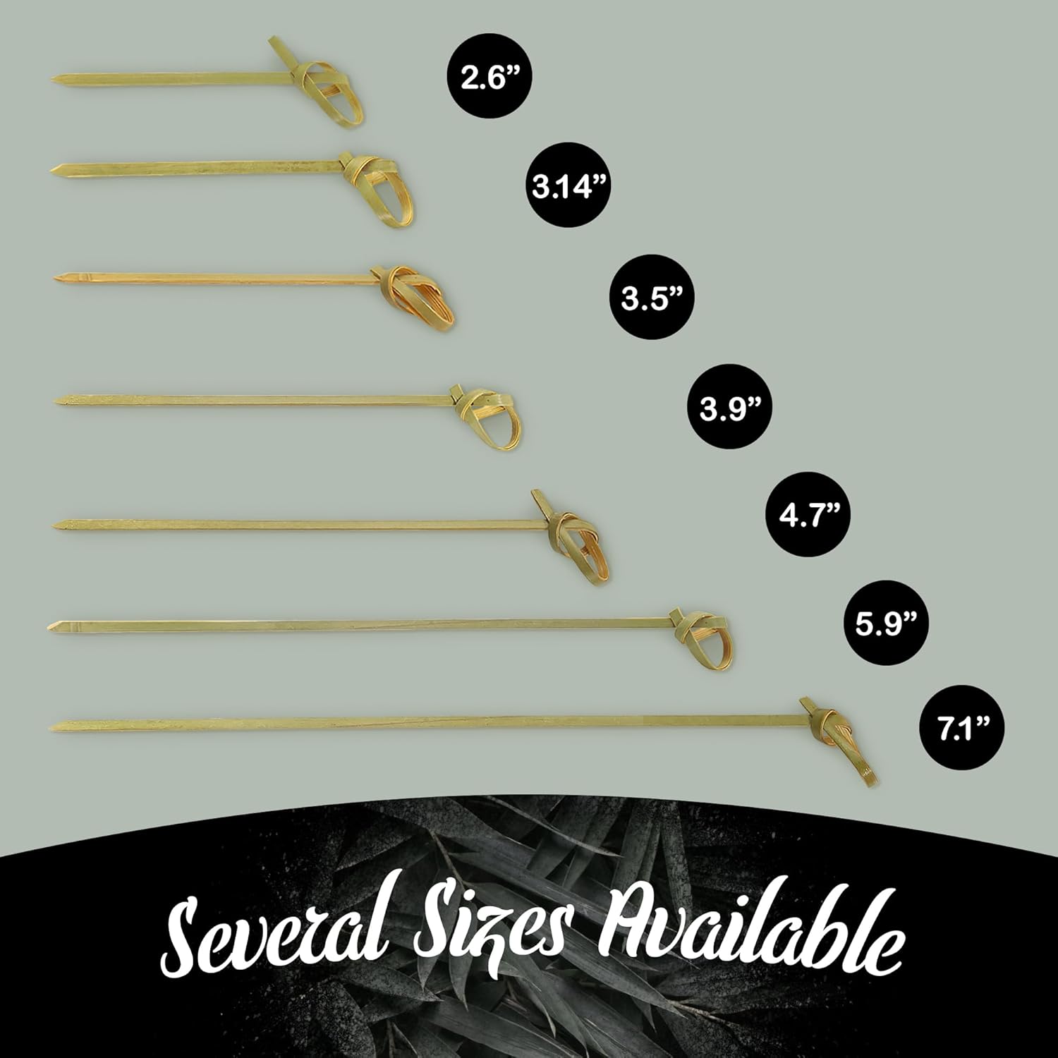 BambooMN 3.5" Bamboo Green Knot Food and Cocktail Skewer Picks - 1,000 Pieces