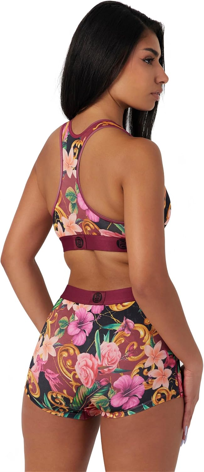 PSD Underwear Womens Sports Bra - Tropical Print, Medium Support Sports Bras for Women, Womens Racerback Sports Bras - Image 4