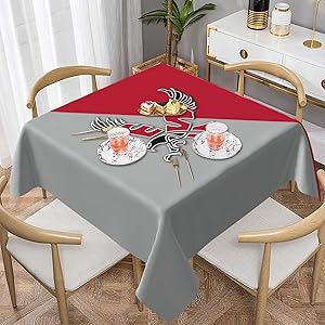 Eastern Washington University Tablecloth Foursquare Decor Desk Oilproof Waterproof Tabletop Cover Cloth Table Cover for Buffet Party Dinner Picnic Kitchen