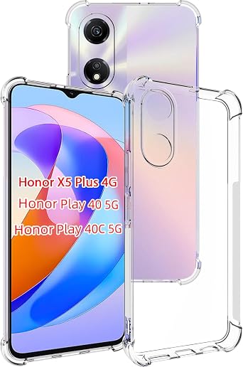USTIYA Case for Honor X5 Plus 4G / Honor Play 40 5G Clear TPU Four Corners Military-Grade Protection Cover Transparent Soft funda