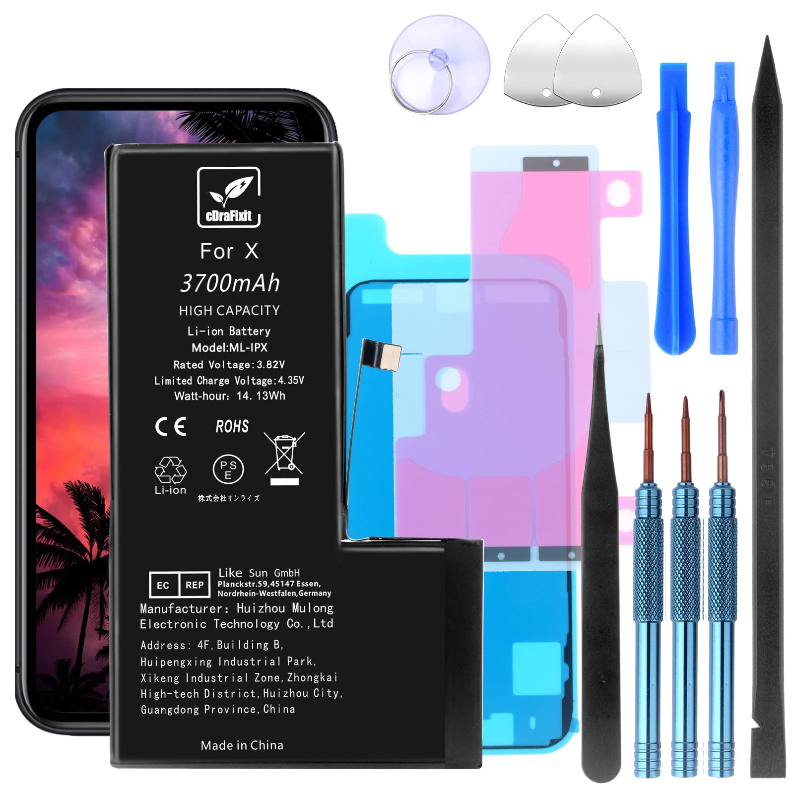 Battery Iphone X Max Watt 7000mAh] Battery For IPhone X, New