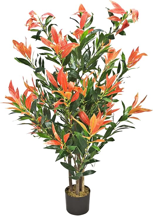 Arbre Artificiel D'érable Rouge De 120 Cm Avec Pot, érable De Soie, érable D'automne, Arbre D