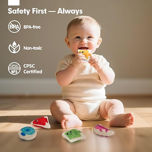 Miniatura 6 de hahaland Juguetes Montessori para niños de 2 años, juego de pesca para niños pequeños de 1 a 3 años con alfombrilla de doble cara, dados suaves,