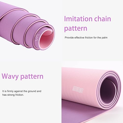 Miniatura 5 de Esterilla de yoga antideslizante y ecológica de 0.3 pulgadas de grosor, alfombrilla de fitness para pilates, adecuada para principiantes
