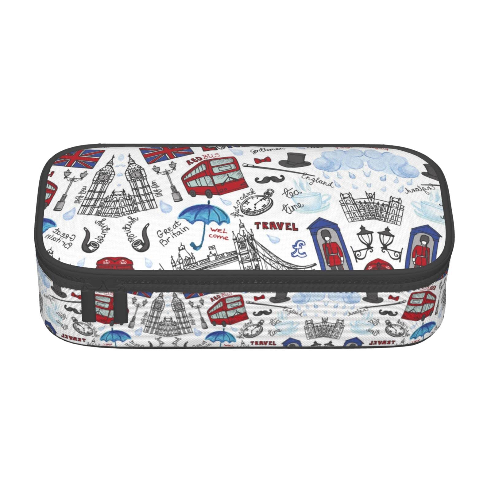 London Large Pencil Case for Girls and Boys, Aesthetic Pencil Bag with Multi Compartments for Adults, Office Stationary Organizer Practical for Kids Teenage Women Men