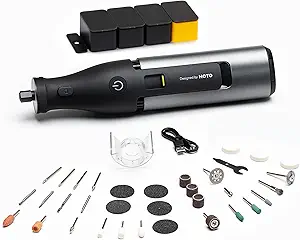 HOTO 12V Cordless Rotary Tool Kit Pro, Brushless Motor, 35000RPM Variable Speed, 3000mAh USB-C Rechargeable, LED Light, 37 Accessories, Ideal for Carving, Sanding, Polishing, Drilling, Cutting, DIY