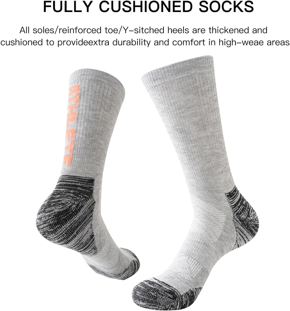 JOYNÉE 6 Pairs Mens Crew Cushion Socks Work Athletic Running Socks Casual Breathable Socks for Men,Sock Size:10-13 - Image 5