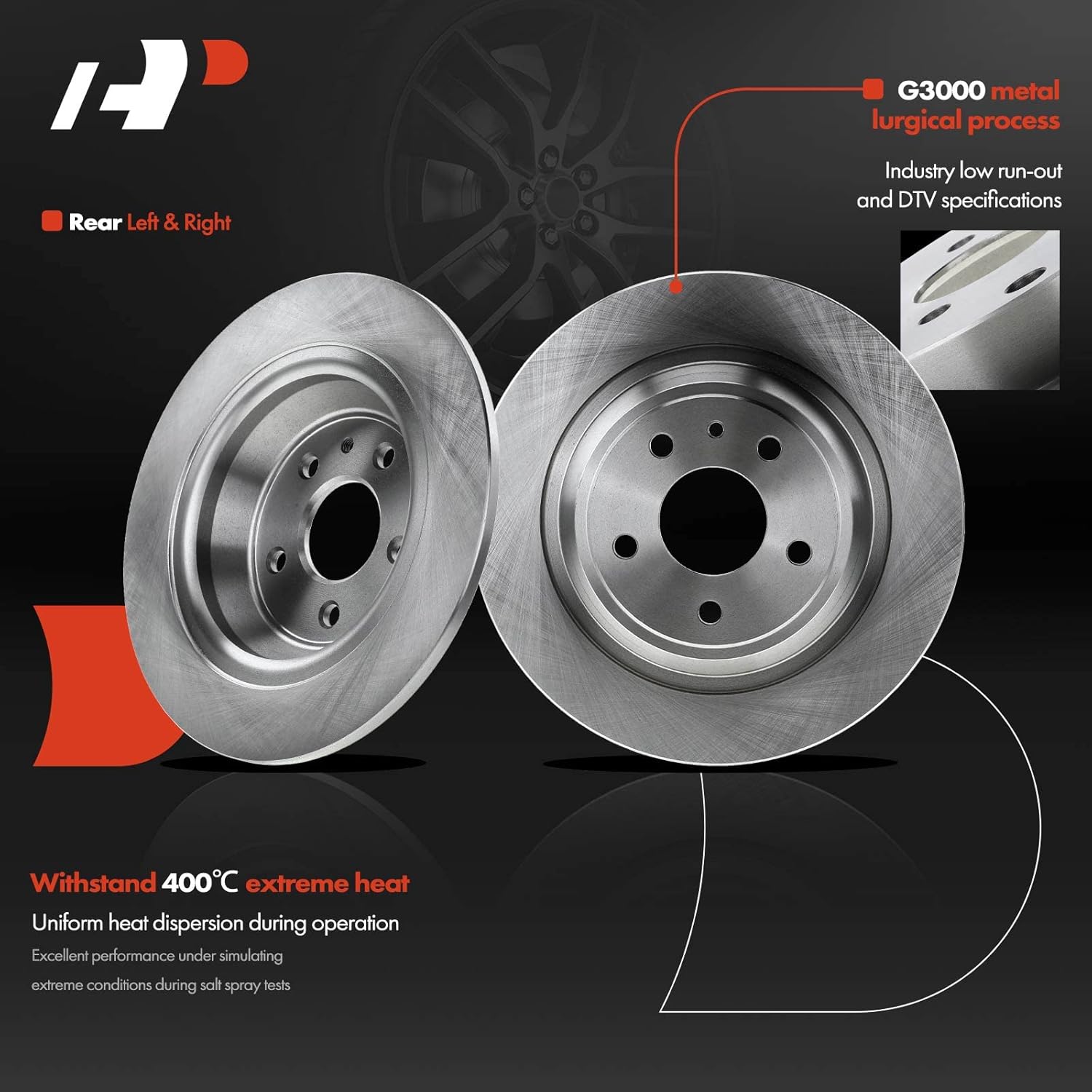 A-Premium Front Vented & Rear Solid Disc Brake Rotors + Ceramic Pads Kit Compatible with Select Ford and Lincoln Models - Fusion 2013-2019, MKZ 2013-2016, 12-PC Set