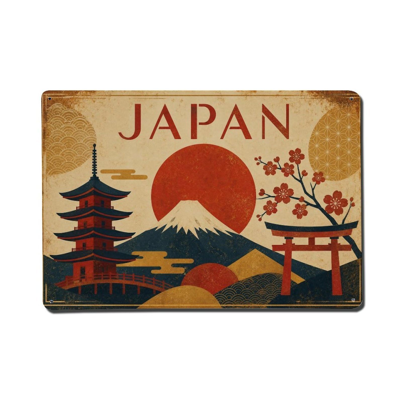 Huiyhb 8X12inch(20X30cm) Vintage Travel Japan Treasure Metal Tin Sign