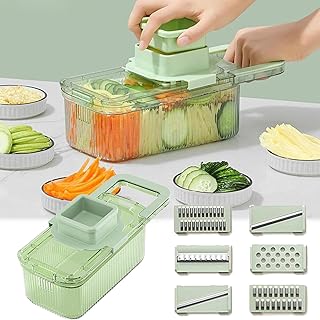 2024 New Multifunctional Grater with 6 Cutting Tools, Round Vegetable Ch...