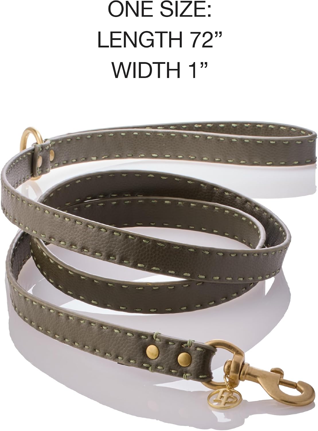 Pet Passion Rein - Saddle Stitch Dog Leash Recycled Vegan Leather with Custom Jewelry Hardware, Scottish Olive