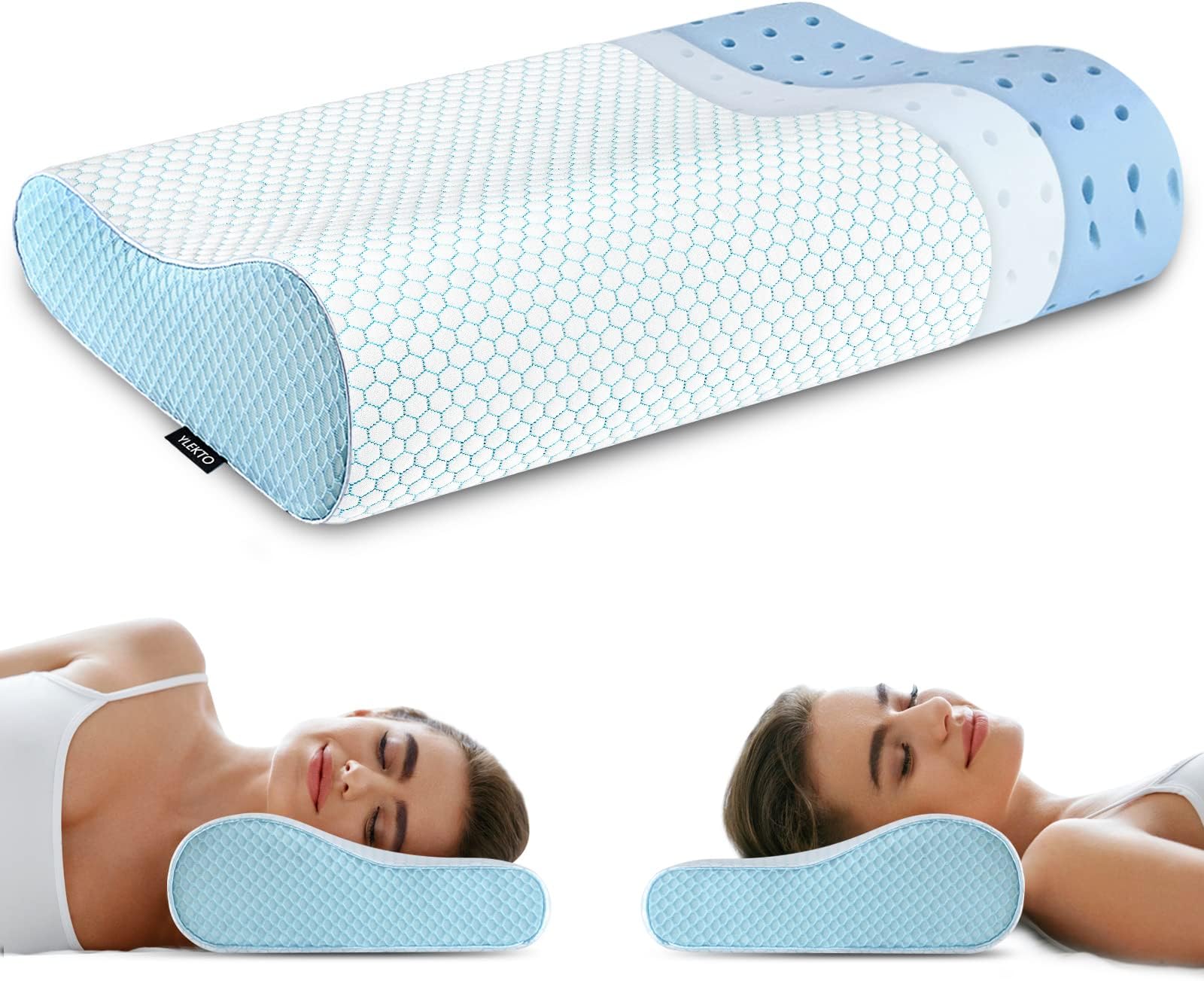 Adjustable Memory Foam Bed Pillow for Sleeping, Ergonomic Cervical Pillow Neck Support Pillow for Side Back Stomach Sleeper, Orthopedic Contour Pillow for Neck and Shoulder Pain
